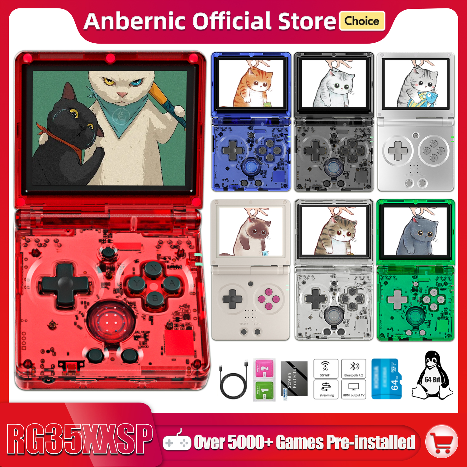 Gaming Console Retro Handheld - ANBERNIC NEW RG35XXSP Flip Handheld Game