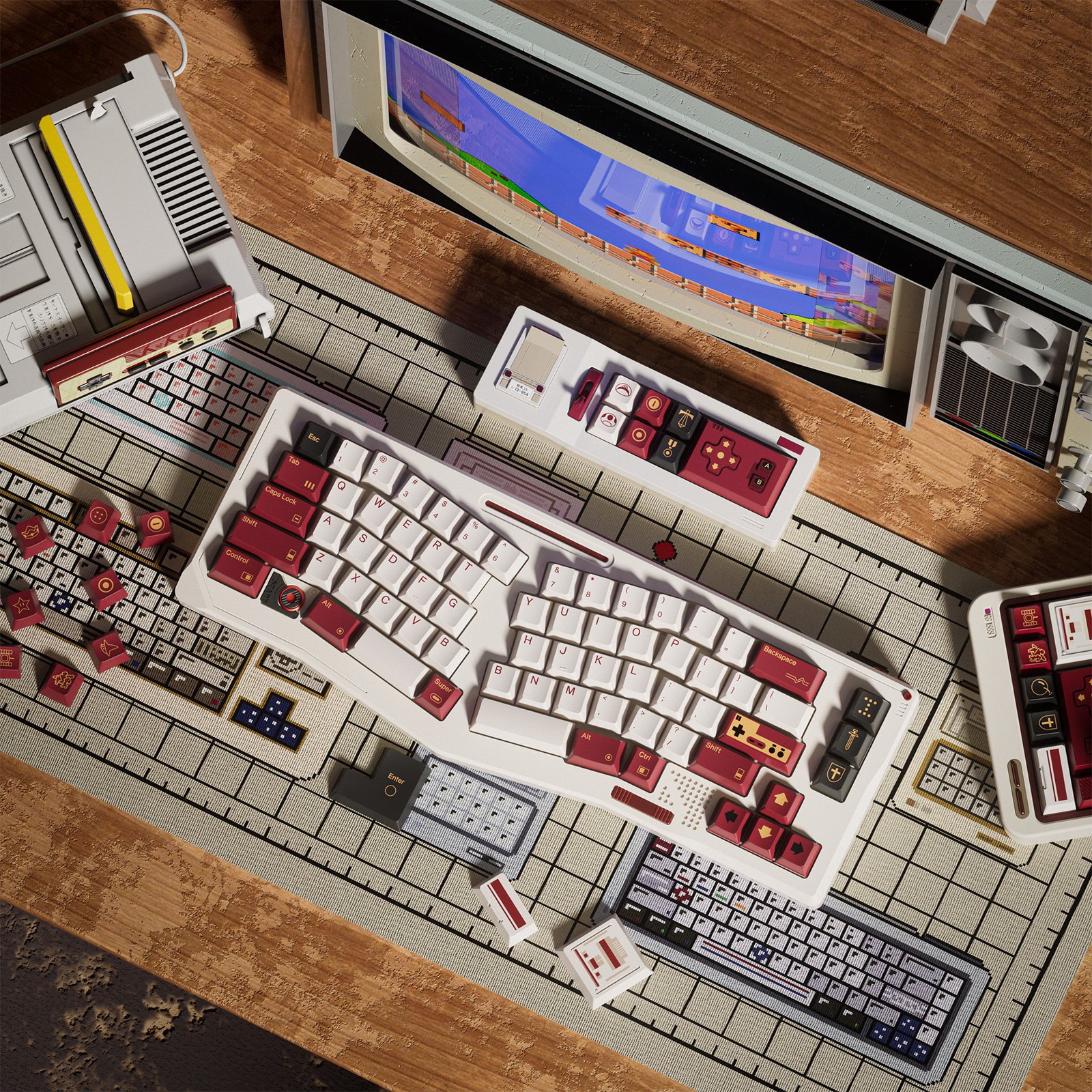 80Retros FC1983 Retro Red And  - Gaming Console Keyboard incelemesi ve fiyatı