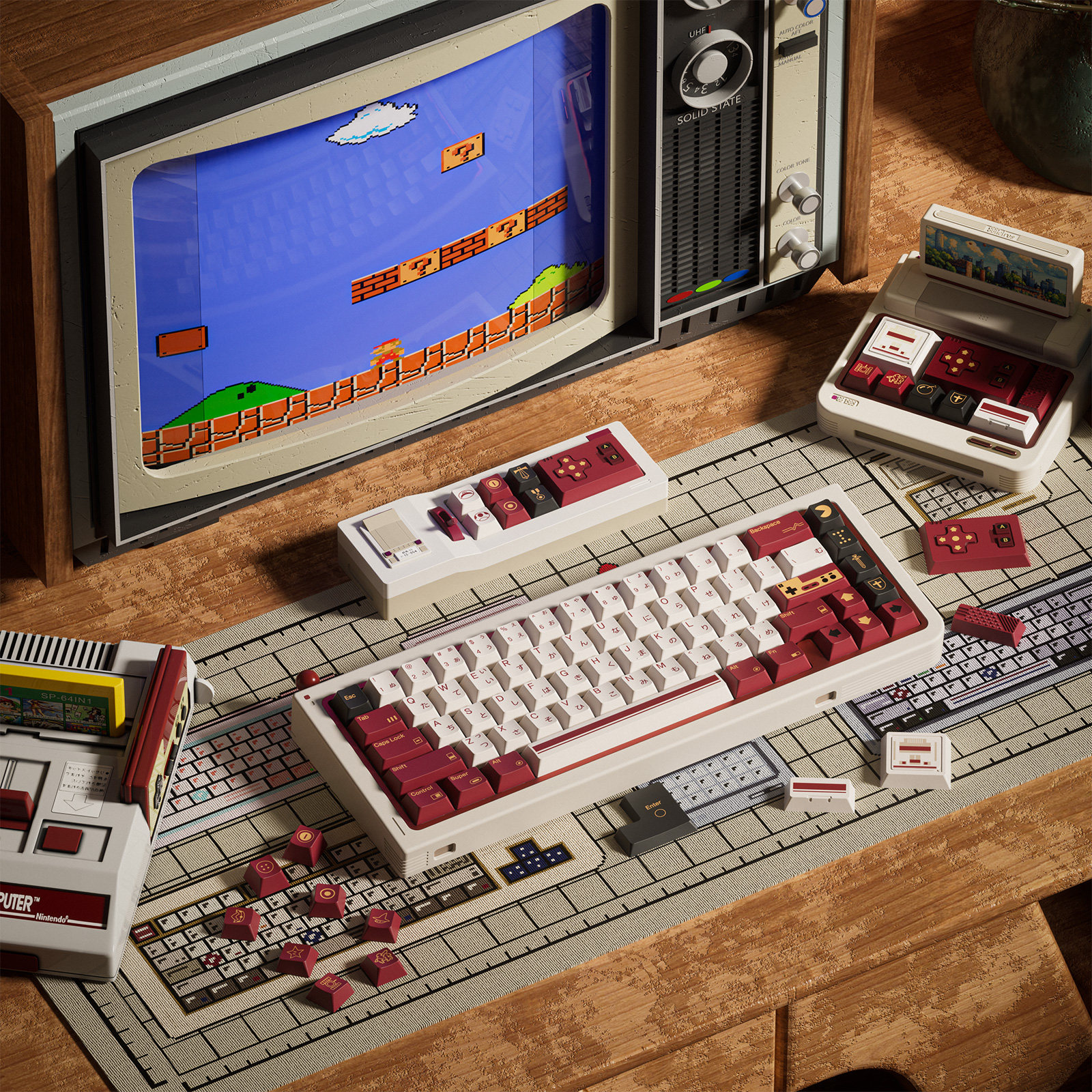 80Retros FC1983 Retro Red And  - Gaming Console Keyboard incelemesi ve fiyatı